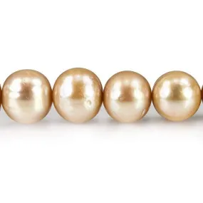 10-11mm Golden Off Round Freshwater Pearls 16  inch 42 pcs