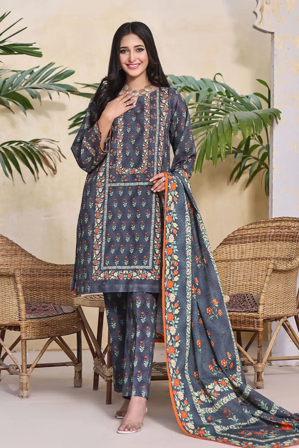 3PC Unstitched Khaddar Suit KKH-2264