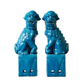 Blue Foo Dogs - Set of 2