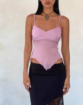 Carmeline Longline Cami Top in Shimmer Pink