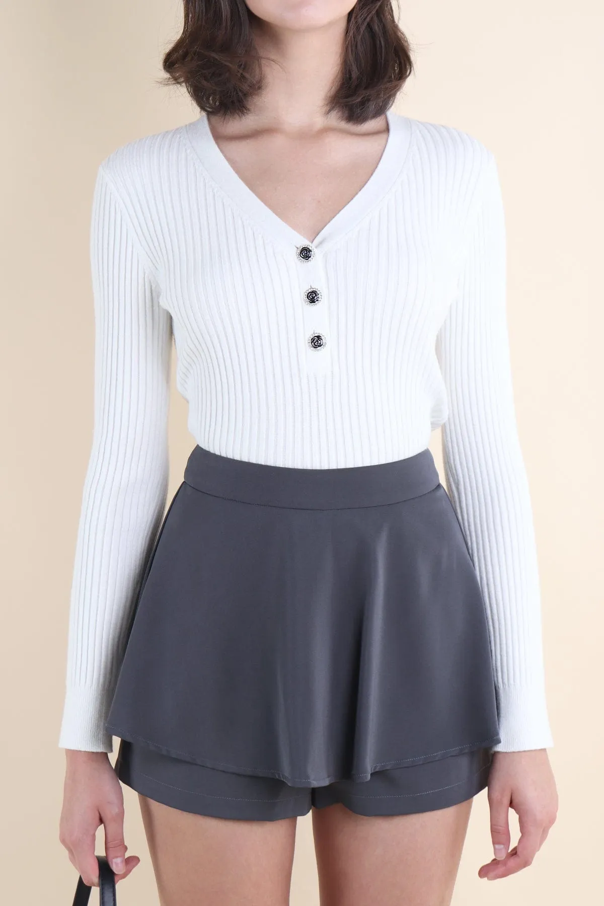 COCO RIBBED KNIT TOP IN WHITE