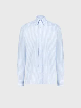 Cotton Shirt with Stripe Pattern Light Blue