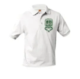 Esperanza Short Sleeve Polo Shirt - White w/ Printed School Logo