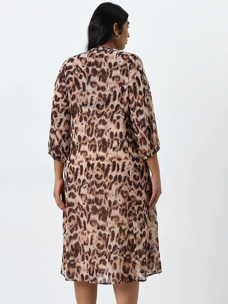 Gia Brown Animal Print A-Line Dress with Camisole