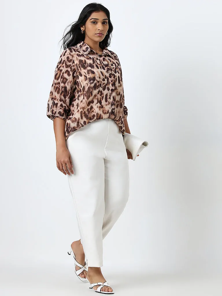 Gia Brown Animal Print Shirt with Camisole