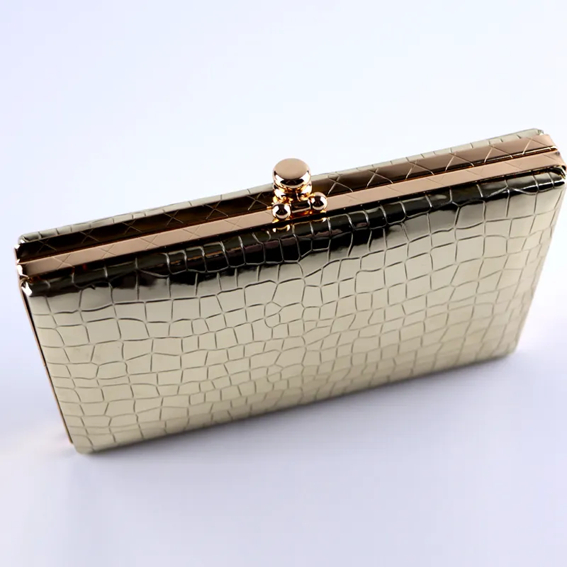 Golden Shiny Evening Textured Clutch Bag