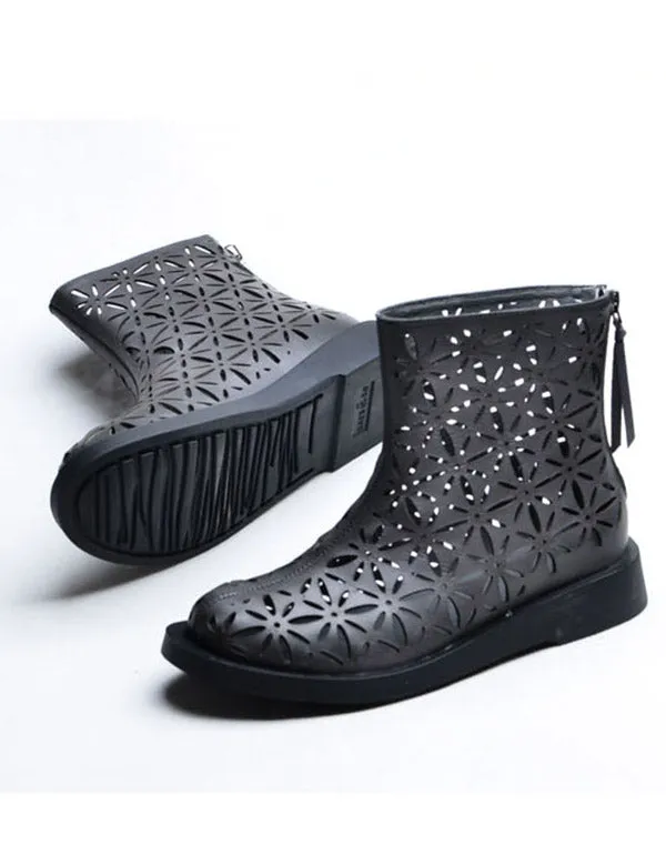 Handmade Women's Leather Breathable Summer Boots