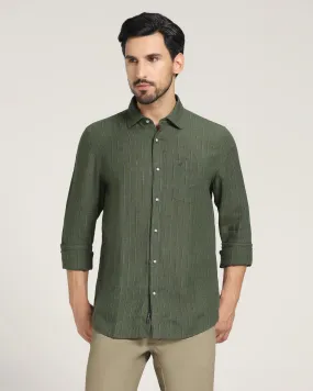 Linen Casual Green Striped Shirt - Willy