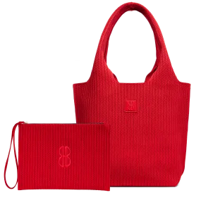 Medium - Red Stripe Tote With Pouch