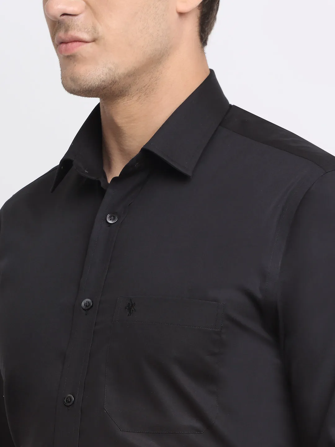 Men's Black Formal Plain Full Sleeve Shirt