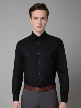 Men's Black Formal Self Textured Full Sleeve Shirt