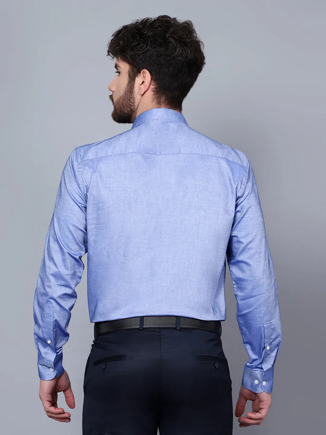 Men's Blue Formal Plain Full Sleeve Shirt