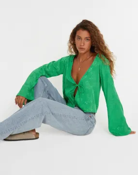 Merida Top in Satin Rose Jade Green