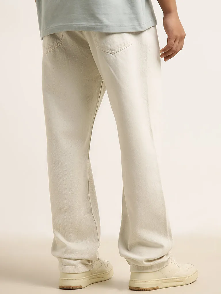 Nuon Off-White Mid - Rise Relaxed - Fit Jeans