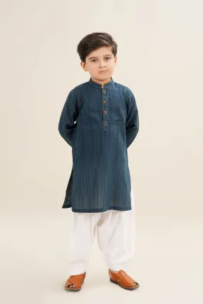 Self Textured Boys Jacquard Kurta