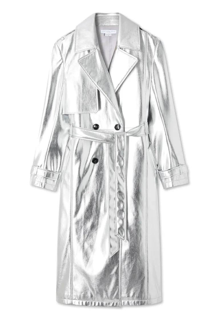 Silver Vegan Leather Trench