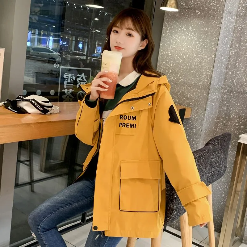 Tooling jacket women's spring and autumn Korean version loose BF early autumn new trendy versatile Mori trench coat student fat MM